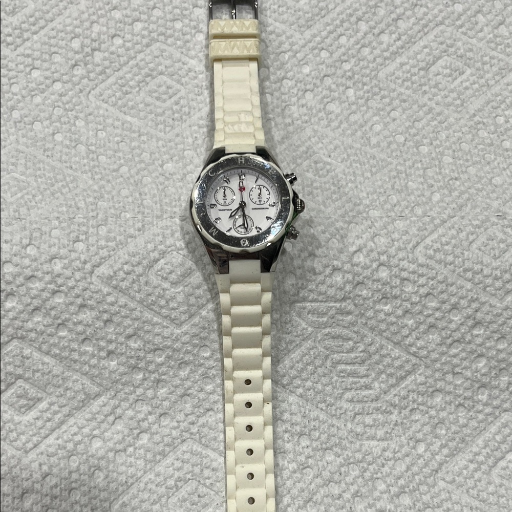 Michele White Silicone Strap Chronograph Watch